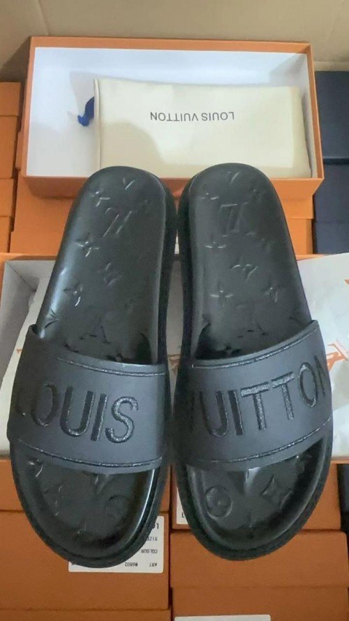 Lv Premium All Black Sandal Mens