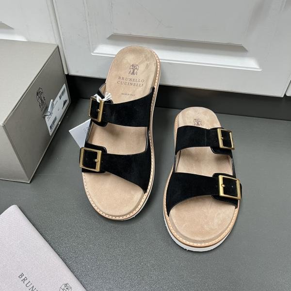 Brunello_Cucinelli Suede Sandals Black