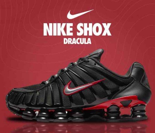 Nikee Shox Dracula TL Mens Shoes ( BlackUniversity RedMetallic Silver)