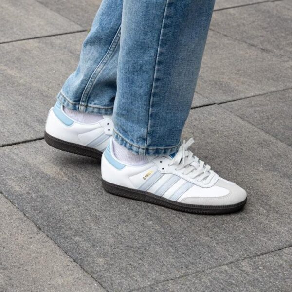 Adida.s Samba White Sky Blue Men Leather Quality