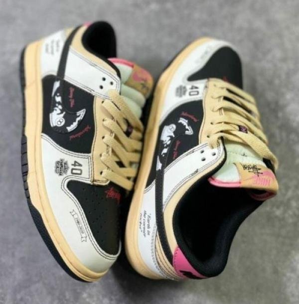 stussy x sb dunk low beige black