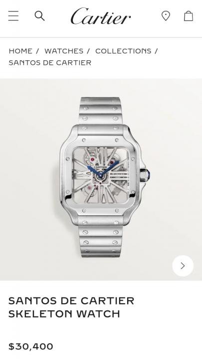 Cartie_r Santos Skeleton Battery silver white