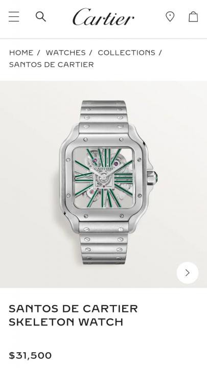Cartie_r Santos Skeleton Battery silver green