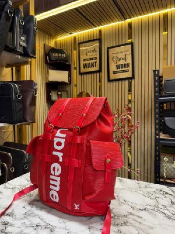 Louis_Vuitton signature X Supreme christopher premium quality backpack (Red)