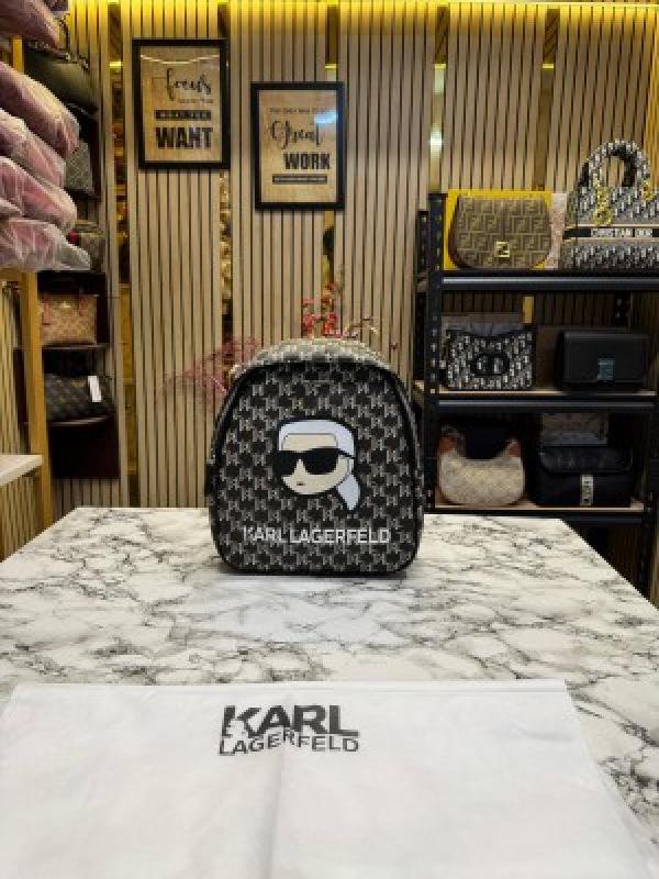 Karl Lagerfeld Paris Premium Quality Backpack With Dust Bag (Black)
