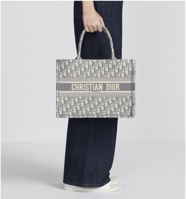 CHRISTIAN DIO.R GREY MONOGRAM ZIPPER TOTE PREMIUM WITH DUST BAG