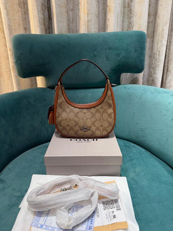 Coach_Carmen_Mini_Crossbody_In_Signature_Jacquard_Dark_Apricot_With_Caramel_With_OG_Box_&_Dust_Bag_(2750)
