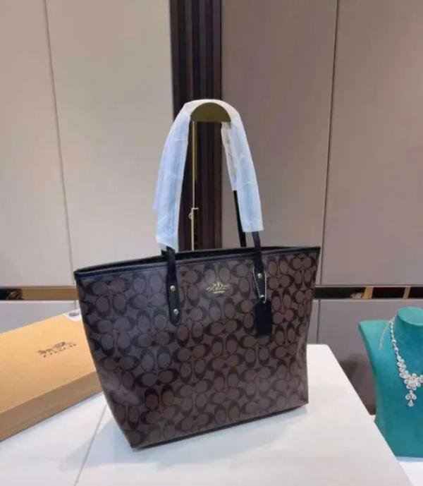 Coach_Signature_City_Tote_Bag_Coffee_Black_With_Dust_Bag_C1741_Coffee_Black