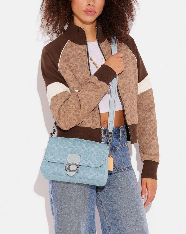 Coach Soft Tabby Shoulder Bag In Signature Denim With OG Box Dust Bag 66130(LB)