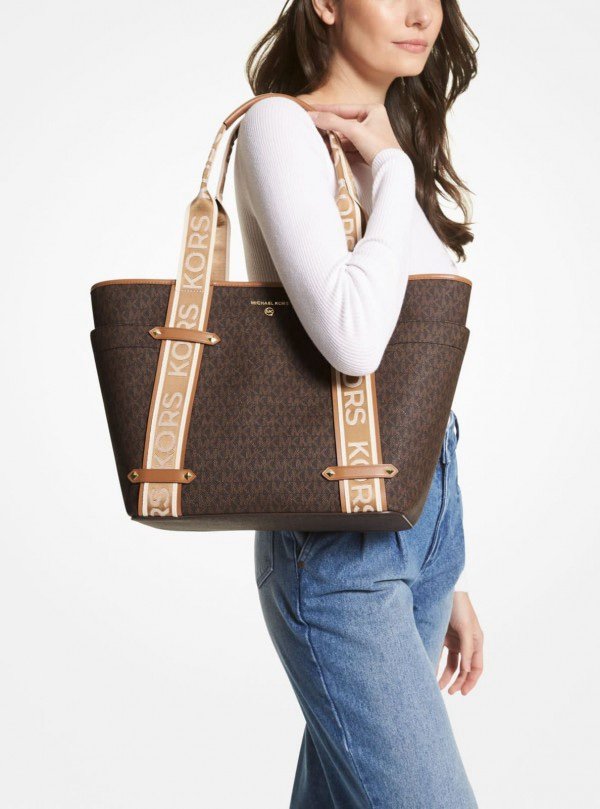 Michael Kors MK Maeve Tote Bag With Dust Bag & Sling Belt (Brown - 183)(BSB)