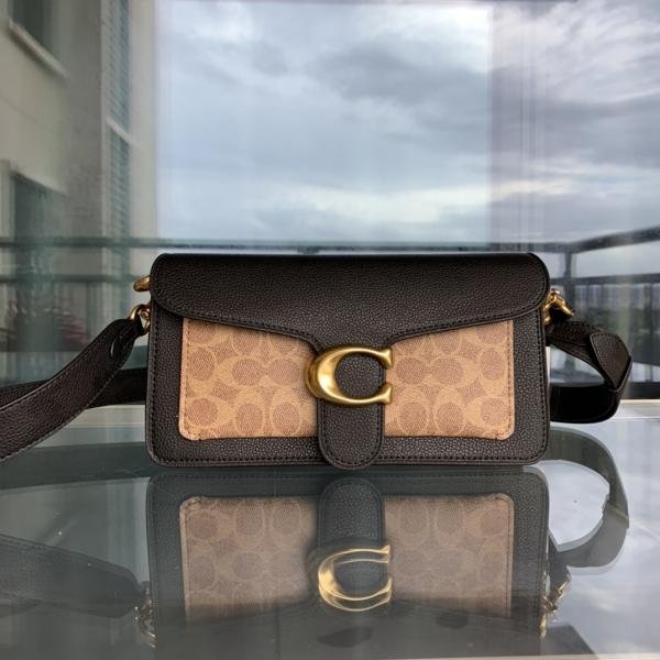 Coach_Tabby_Shoulder_Bag_26_Apricot_Black_Leather_Dual_Strap_With_OG_Double_Box_High_Quality_New_Apricot_Black