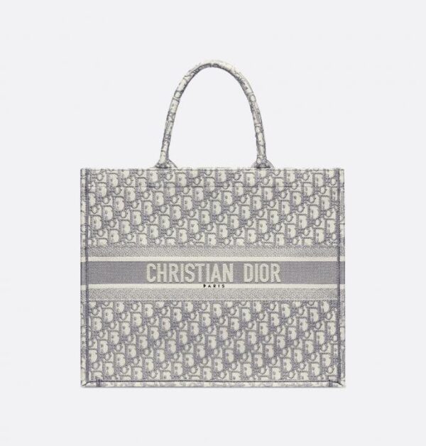 CHRISTIAN DIO.R GREY MONOGRAM ZIPPER TOTE PREMIUM WITH DUST BAG