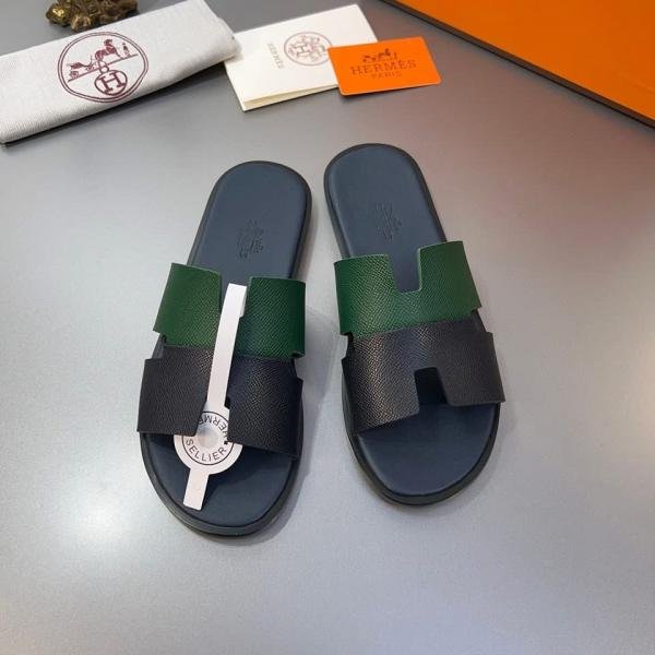 Hermes Paris Izmir Green Poppy Gris Brume Premium Slide
